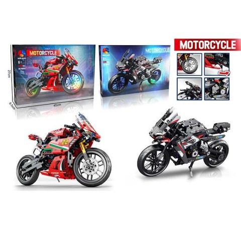 Конструктор Мотоцикл, MB001/MB002, 470 елементів, гумові шини, (В асортименті)