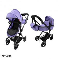 Коляска для ляльки 2в1 CARRELLO ALFA 9707 PURPLE з сумкою метал.кор.51*15,5*39,5 /1/