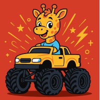 Картина за номерами дитяча Жираф на машині Ideyka 25×25 см КНО1305