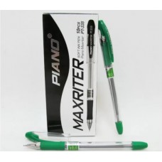 Ручка масляна "piano" "maxriter" 0, 6мм, зелена, грип, 10 шт.(в упаковці)