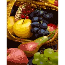 Картина за номерами  фрукти у кошику strateg розміром 40х50 см (gs1376)