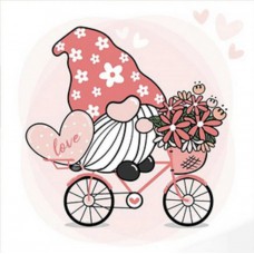 Набір для творчості алмазна картина гномик з квітами на велосипеді strateg розміром 30х30 см кр (me13826)