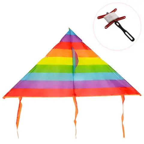 Повітряний змій, ширина 90 см, довжина 46 см, хвіст 45 см, струна, 9x63x1.5 см (В асортименті)