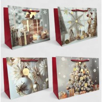 Подарунковий пакет Новорічні деталі 31×42×12 см набір 4 шт bl2502-212