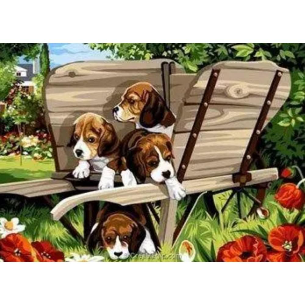 Алмазна мозаїка за номерами 40*50 "Цуценята" карт уп. (полотно на рамі)