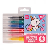 Фломастери Yes Line Friends, 6 кольорів, гліттер