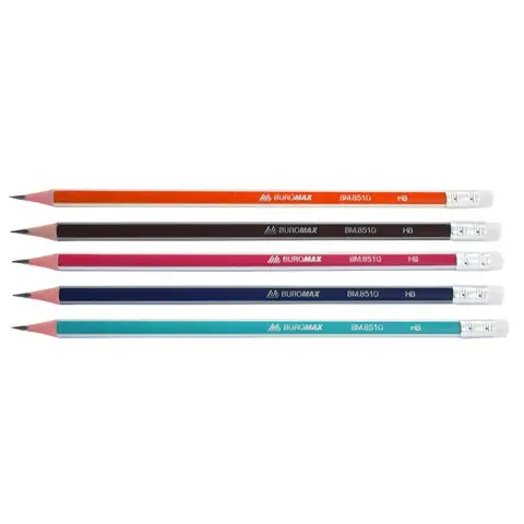 Олівець графітовий, HB, трикутний корпус, з гумкою, 12 шт.