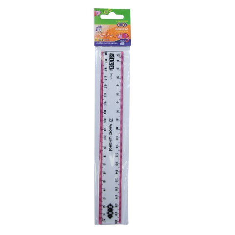 Лінійка, 20 см, з рожевою смужкою, блістер, 12 шт. в упаковці
