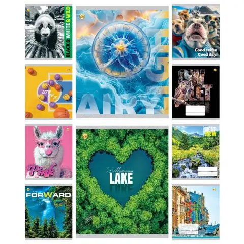 Зошити учнівські 36 аркушів лінія Люкс Мікс 1, 20 шт. в упаковці