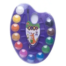 Краски акварельные на палитре, 12 цветов, натуральная кисть, фиолетовый