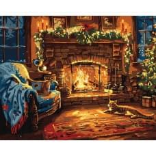 Набір для розпису по номерах "Святковий камін" Ideyka 40х50см КНО6663