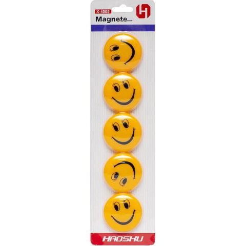 Магніт для дошки Смайлик X-4005, 4 см, 5 шт., блістер