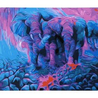 Набір для розпису по номерах Кольорові слони, Strateg, 40x50 см, GS002