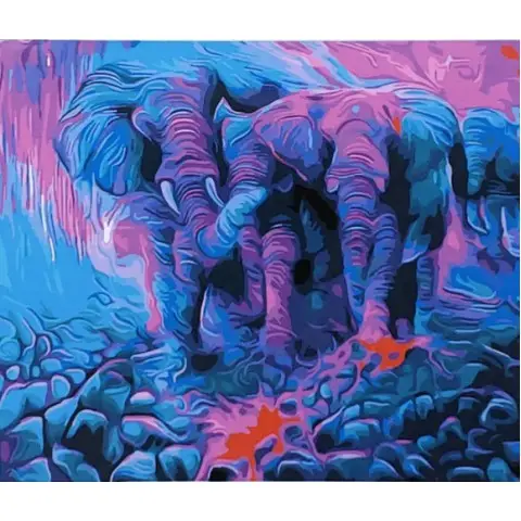 Набір для розпису по номерах Кольорові слони, Strateg, 40x50 см, GS002