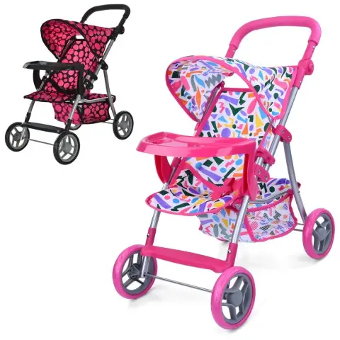 Коляска для ляльки, метал, прогулянкова, колеса 4 шт. (13 см), 60.5x33x57 см
