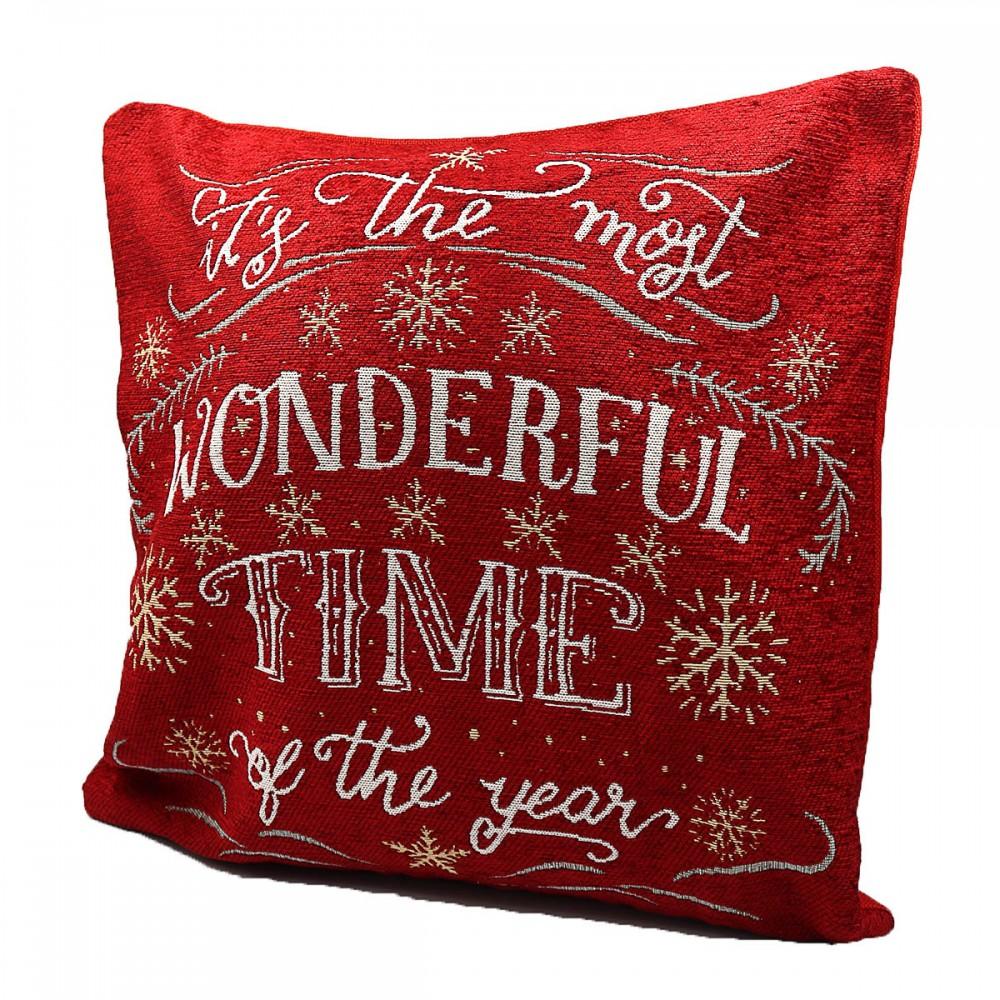 Наволочка новогодн. бархат "Wonderful" 45*45см