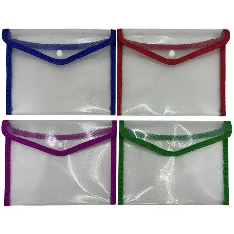 Папка для зошитів ПВХ на кнопці, кольоровий край, 33x23 см, 40 мкм, 2 шт. в упаковці, 404-А4 (В асортименті)