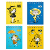 Блокнот на пружині Cute Llama KIDS Line, А7, 40 аркушів, картонна обкладинка, 4 шт. в упаковці