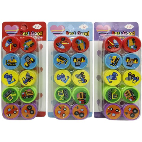 Набір штампиків Машина, 25 мм, 10 шт., у блістері, 1019-A (В асортименті)