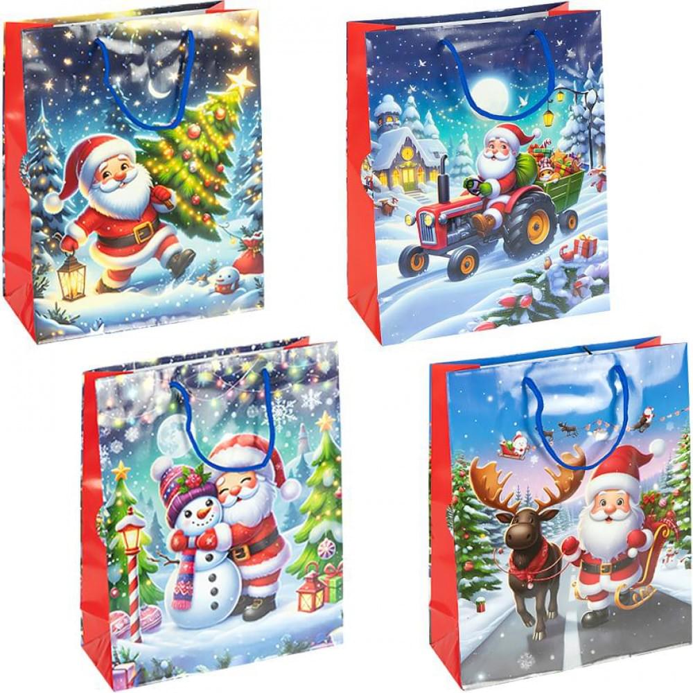 Подарунковий пакет "Новий Рік" 32х44х11см, набір з 4-х штук 2576-3(123401)