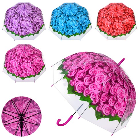 Парасолька дитяча Троянди, тростина 73 см, d=81 см, спиця 58 см, довжина 81 см, клейонка (В асортименті)