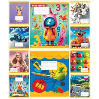 Зошити учнівські 12 аркушів клітинка Тверда Мікс 2, 25 шт. в упаковці