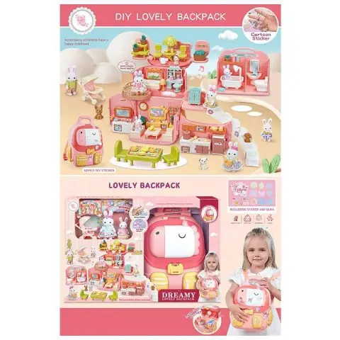 Будиночок складається у рюкзак звук музика підсвічування флоксові фігурки меблі аксесуари 6701