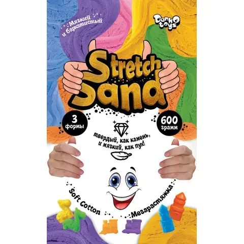 Креативна творчість Stretch Sand, пакет, 600 г (російською), Danko Toys