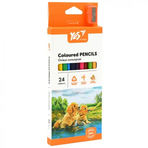 Олівці кольорові Yes Orange Line, 24 кольори, з точилкою