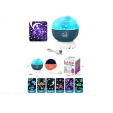 Нічник-проєктор звук, підсвічування, 3 насадки для проєктора, обертається, зміна кольорів, USB-кабель, в кор. /48-2/