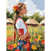 Набір для розпису по номерах Гарна українка, 30x40 см, КНО8485