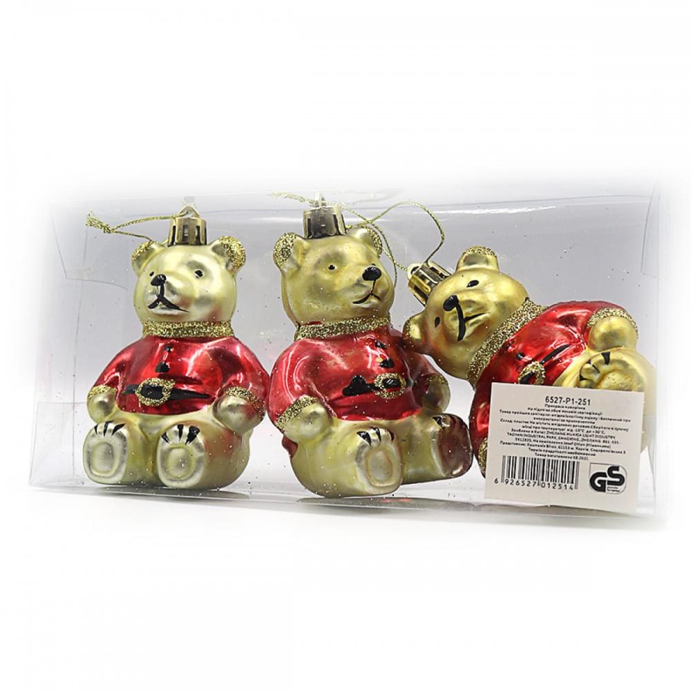 Елочные украшения "Медвежата" 3шт PVC 1шт/этик