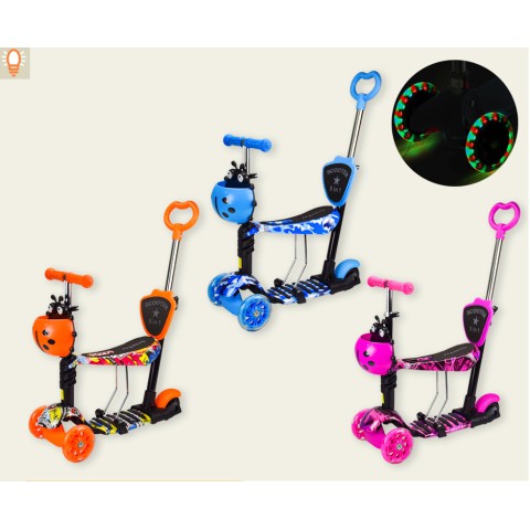 Дитячий самокат із батьківською ручкою Bambi, SC20482, колеса PU зі світлом (В асортименті)