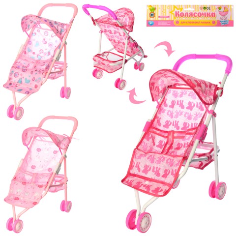 Коляска для ляльки, метал, прогулянкова, триколісна, кошик, 55x26x9 см