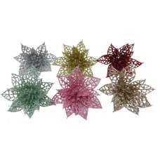 Іграшка на ялинку "Квітка блискуча рiзнокольор.-6шт.*6см" 6кол.(30*12)