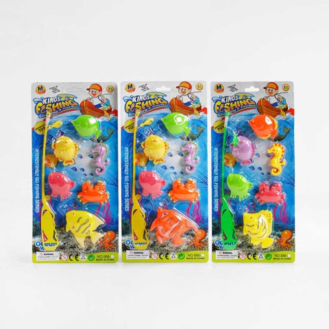 Риболовля з магнітом, 6 рибок, вудка, на листі, 31x14x3 см, 886-7-8-9-10 (В асортименті)