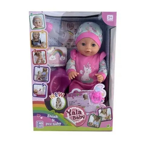 Пупс інтерактивний, YL1961Z, 40 см, з аксесуарами, п’є з пляшечки, ходить на горщик, закриває очі