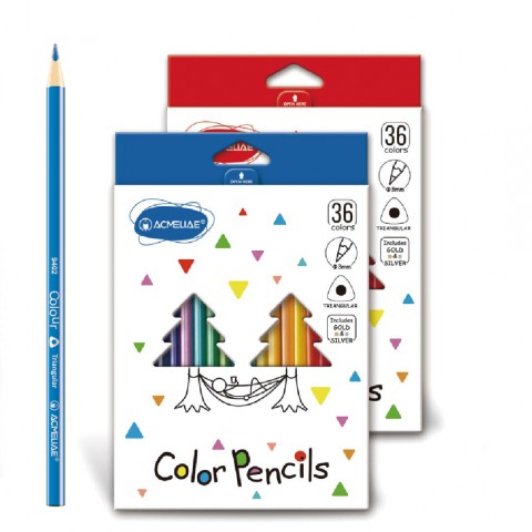 Олівці кольорові Acmeliae, 36 кольорів, трикутний корпус, 3 мм (+Gold/Silver)