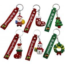 Брелок силікон. з хлястиком "Новорічний" 5см 6в.(50*12), ціна за 12 шт. //