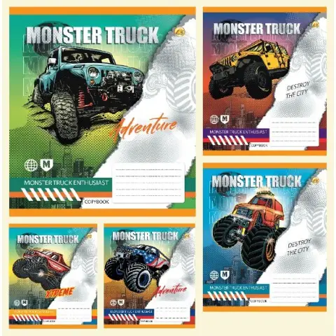 Зошити учнівські 18 аркушів клітинка Люкс ТЕ11221 TRUCK, 20 шт. в упаковці