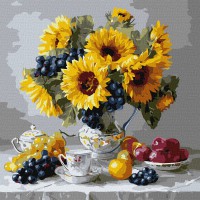 Картина за номерами Соняшники з виноградом Ideyka 40×40 см КНО3329