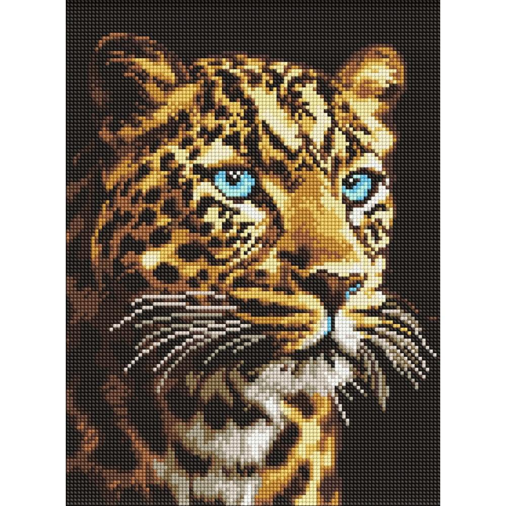 Алмазна мозаїка на підрамнику "Погляд ягуара" Ideyka 30х40см AMO8360