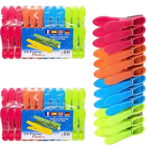 Прищіпки для білизни пластикові Кольорові 24 шт 8 см набір 083(90783)