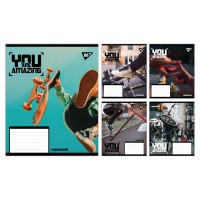 Зошити учнівські 36 аркушів клітинка Yes You are amazing, 15 шт. в упаковці