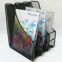 Лоток для паперу металевий вертикальний Сітка, 3 секції, чорний