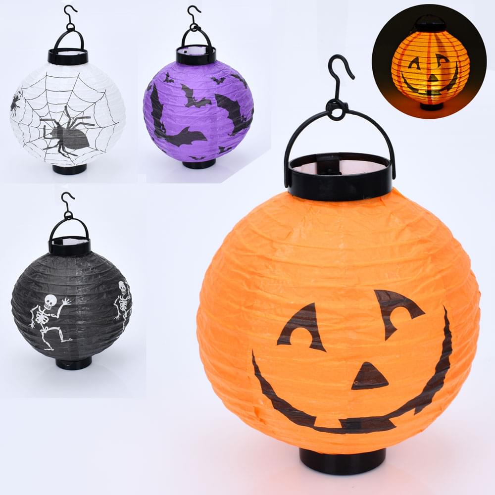 Ліхтарик Хелловін/Halloween, 20см, світло, 4 види, на бат-ці, в п/е 20-20-4см /100/