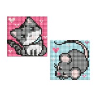 Набір з алмазною мозаїкою на самоклеючій основі для дітей Сірі друзі, 9x9 см, AMS1049