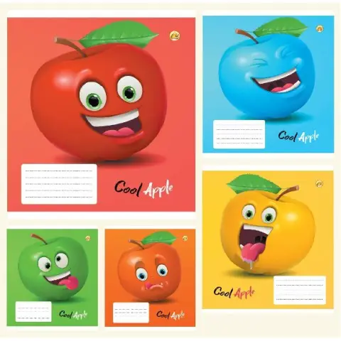 Тетради ученические 18 листов линия Тверда ТЕ22210 Яблуко, 20 шт. в упаковке