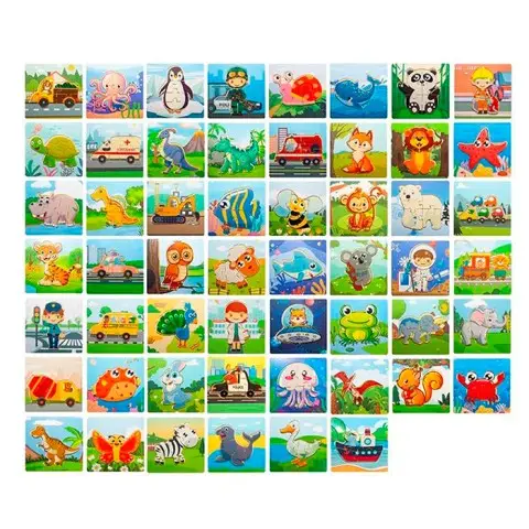 Дерев’яна іграшка Пазли, 4 деталі, 10x10x1 см (В асортименті)