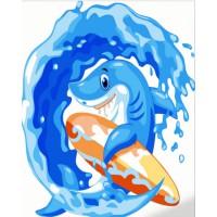 Набір для розпису по номерах Весела акула, Strateg, 30x30 см, ES132